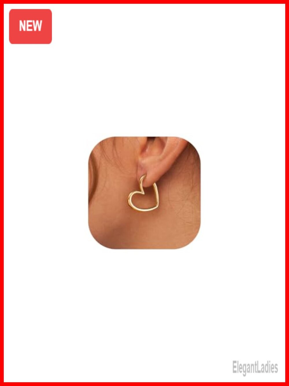 14K Gold Plated Heart Huggie Hoop Earrings Hypoallergenic Lightweight